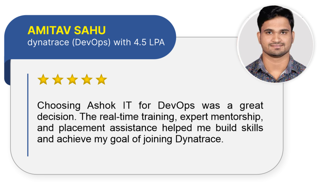 Amitav DevOps student review about ashok it