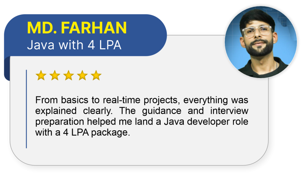 MD farhan java full stack student review about ashok it