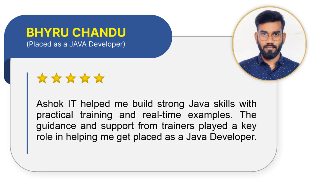 chandu java full stack student review about ashok it