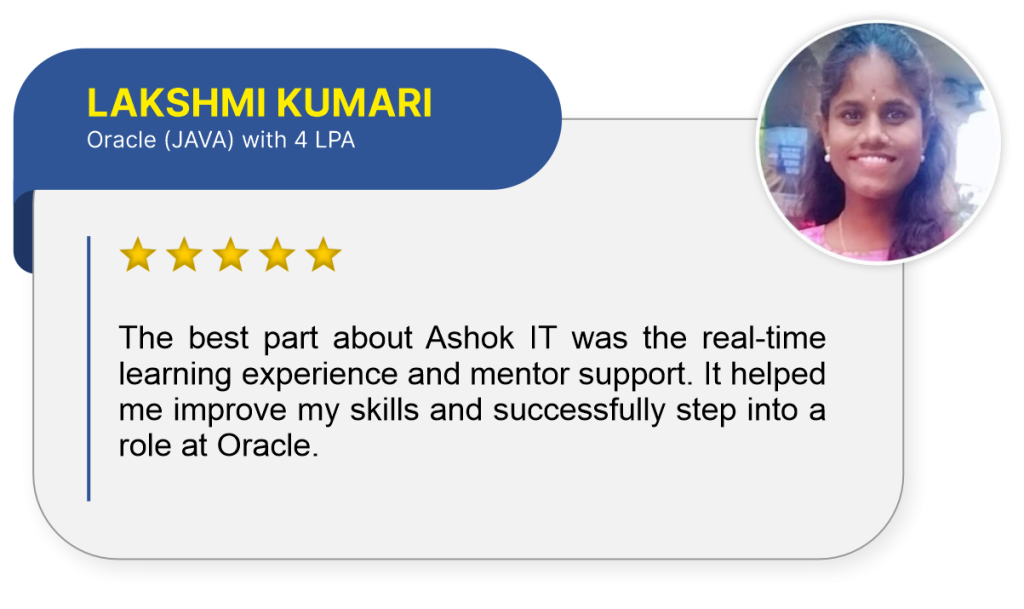 lakshmi java full stack student review about ashok it