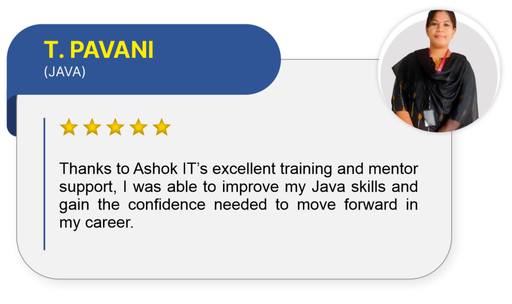 pAvani java full stack student review about ashok it