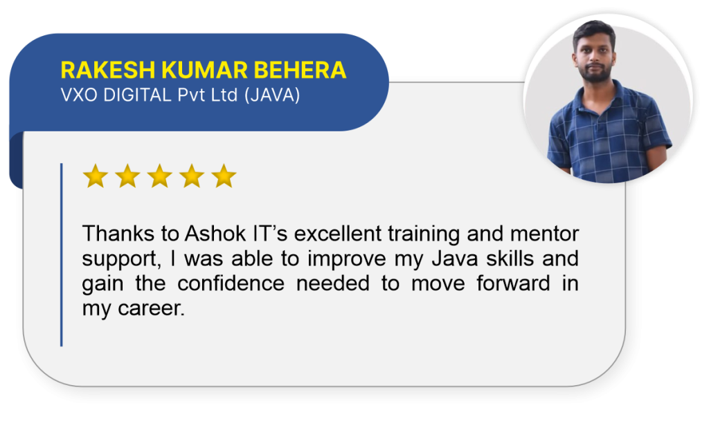 rakesh java full stack student review about ashok it