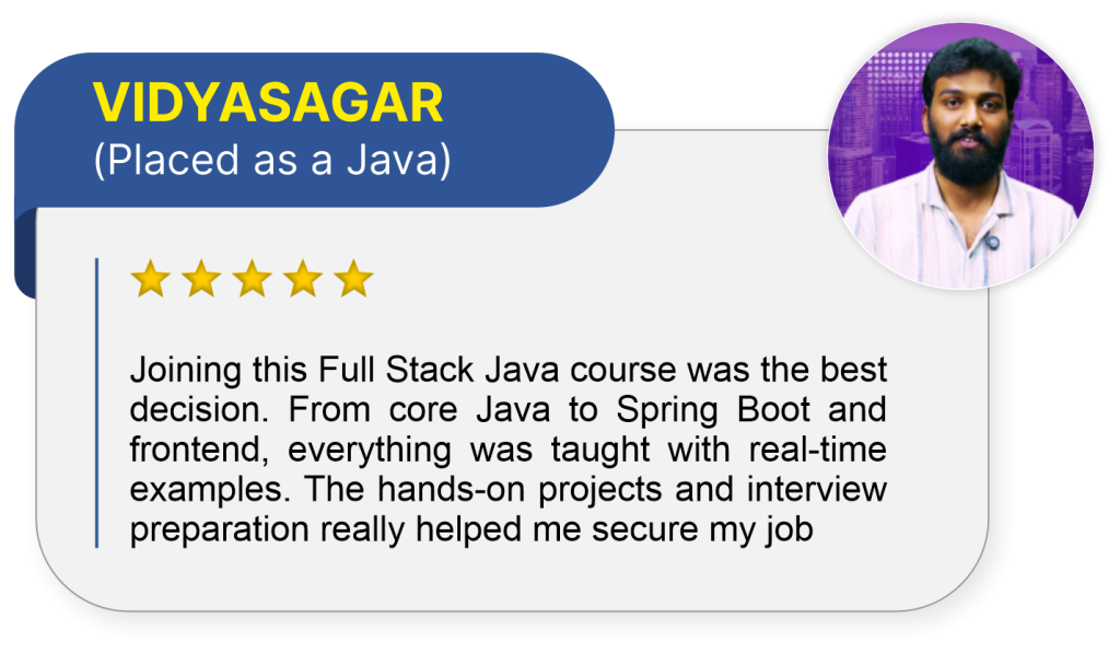 vidyasagar java full stack student review about ashok it